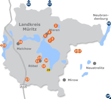 Karte mit Pensionen und anderen Unterk�nften an der M�ritz