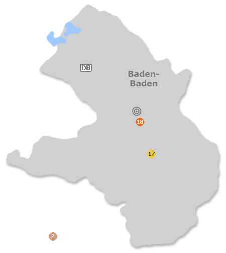 Karte mit Pensionen und anderen Unterk�nften in Baden-Baden