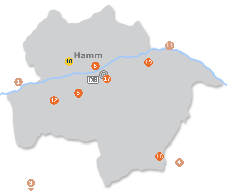Karte mit Pensionen und anderen Unterk�nften in Hamm