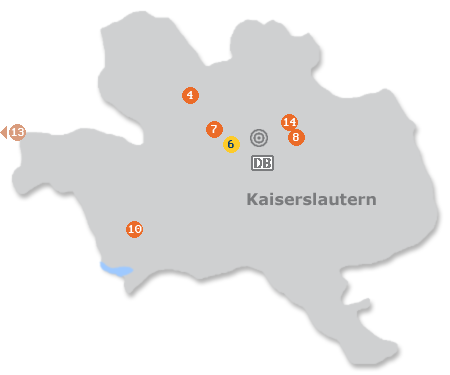 Karte mit Pensionen und anderen Unterk�nften in Kaiserslautern