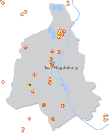 Karte mit Pensionen und anderen Unterk�nften in Magdeburg