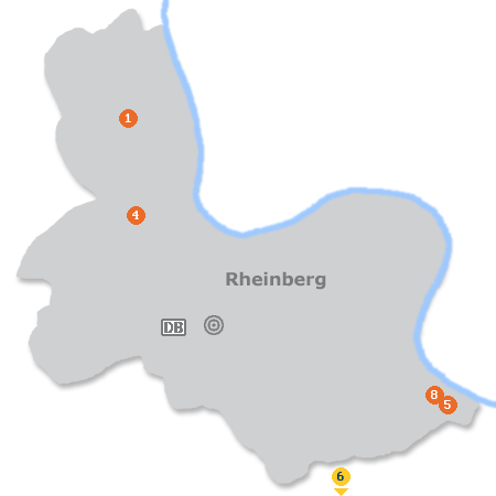 Karte mit Pensionen und anderen Unterk�nften in Rheinberg