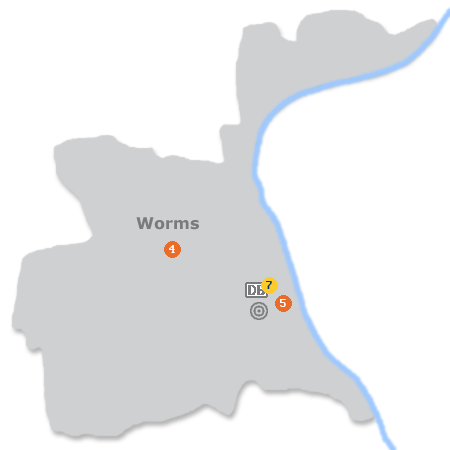 Karte mit Pensionen und anderen Unterk�nften in Worms