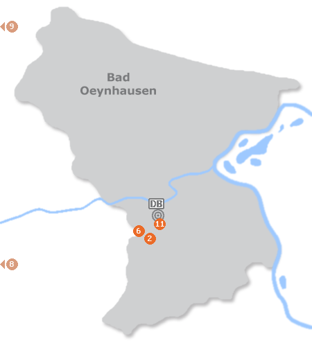Karte mit Pensionen und anderen Unterkünften in Bad Oeynhausen