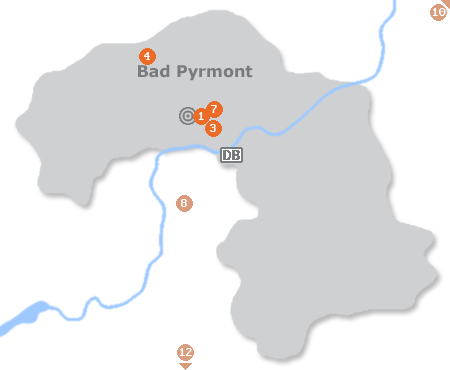 Karte mit Pensionen und anderen Unterkünften in Bad Pyrmont