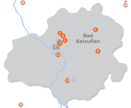 Karte mit Pensionen und anderen Unterkünften in Bad Salzuflen