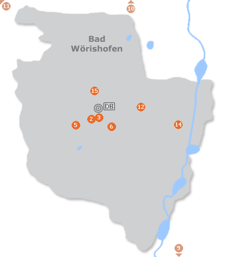 Karte mit Pensionen und anderen Unterkünften in Bad Wörishofen