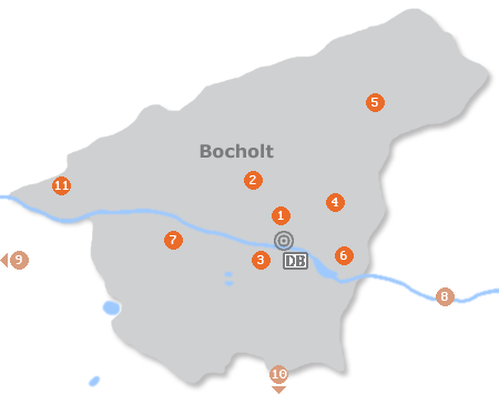 Karte mit Pensionen und anderen Unterkünften in Bocholt