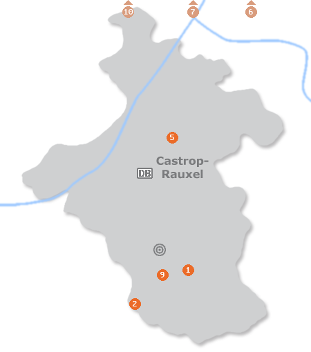 Karte mit Pensionen und anderen Unterkünften in Castrop-Rauxel