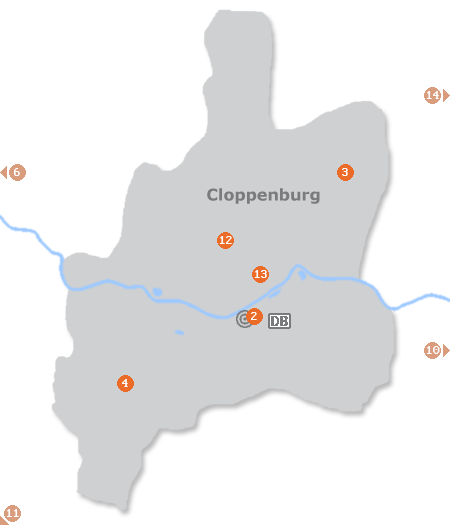 Karte mit Pensionen und anderen Unterkünften in Cloppenburg