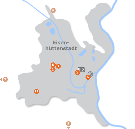 Karte mit Pensionen und anderen Unterkünften in Eisenhüttenstadt
