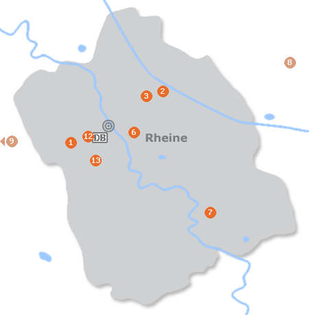 Karte mit Pensionen und anderen Unterkünften in Rheine (Ems)